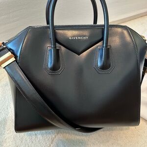 Givenchy Black Antigona Calfskin leather with Gold Hardware and Detachable Strap
